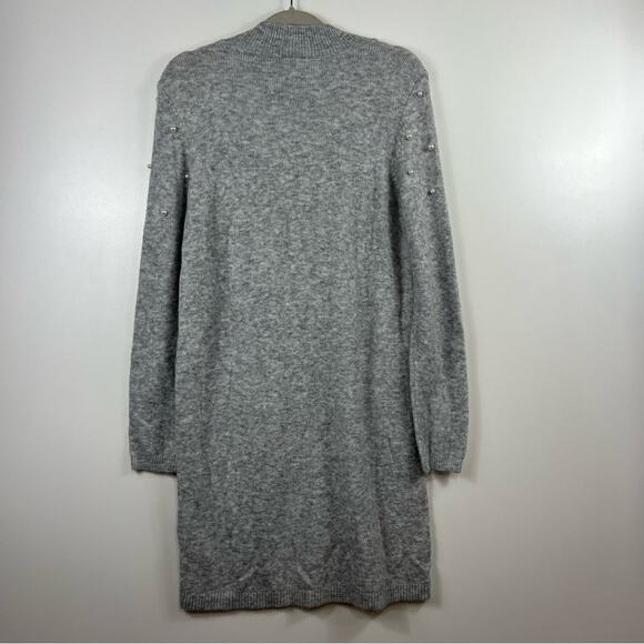 Ann Taylor New Pearlized Mock Neck Sweater Dress Size M Heathered Gray Soft Knit - Picture 12 of 13